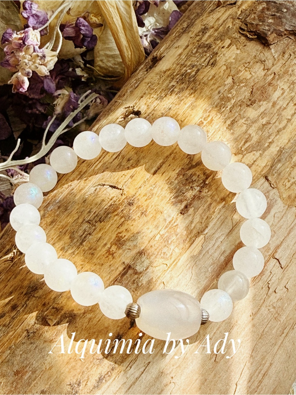 CHUNKY White JADE  Beaded Stretch Bracelet